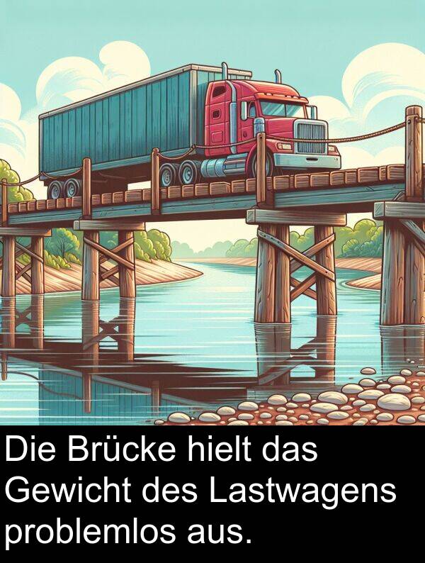 hielt: Die Brücke hielt das Gewicht des Lastwagens problemlos aus.