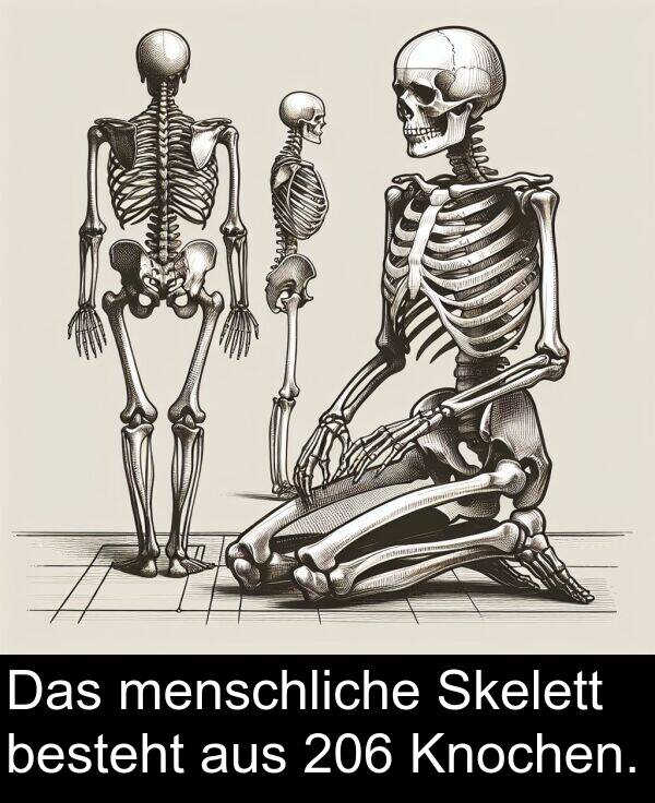 menschliche: Das menschliche Skelett besteht aus 206 Knochen.