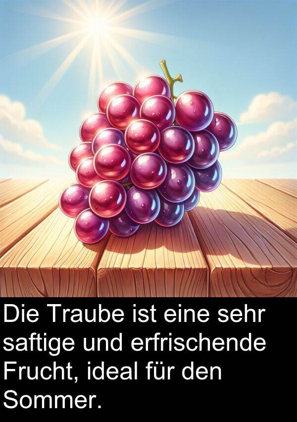 Frucht: Die Traube ist eine sehr saftige und erfrischende Frucht, ideal für den Sommer.