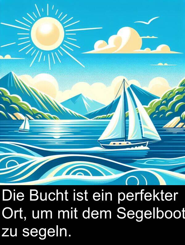 Bucht: Die Bucht ist ein perfekter Ort, um mit dem Segelboot zu segeln.