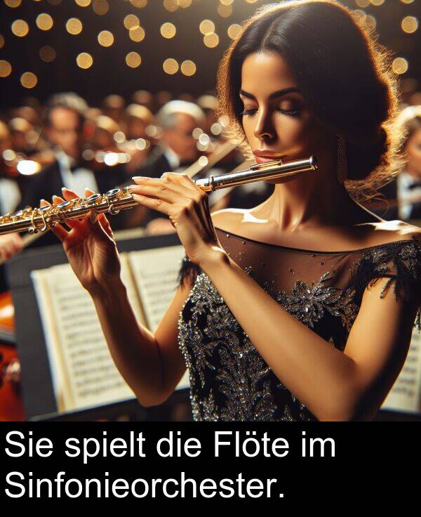 Flöte: Sie spielt die Flöte im Sinfonieorchester.