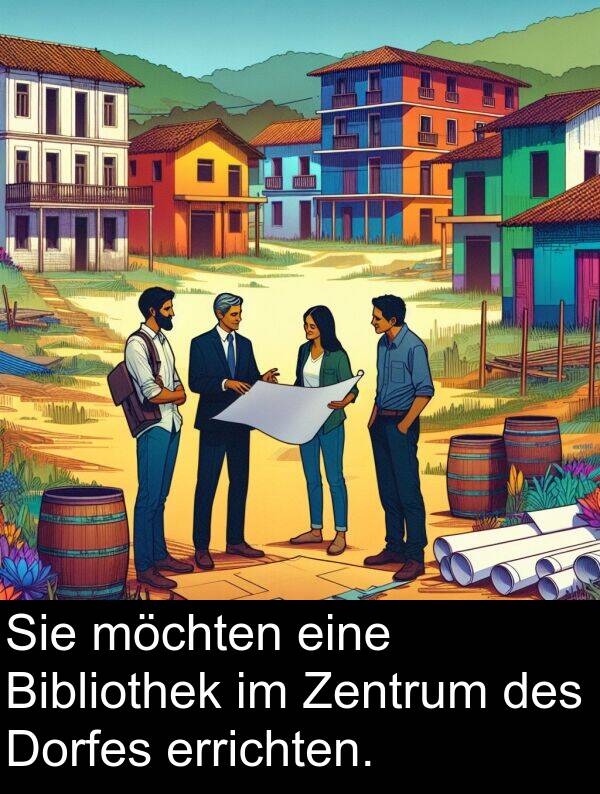 Dorfes: Sie möchten eine Bibliothek im Zentrum des Dorfes errichten.