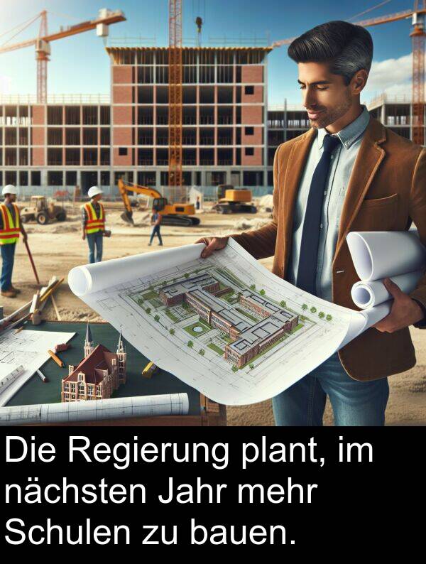 Jahr: Die Regierung plant, im nächsten Jahr mehr Schulen zu bauen.