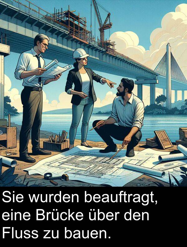 Fluss: Sie wurden beauftragt, eine Brücke über den Fluss zu bauen.