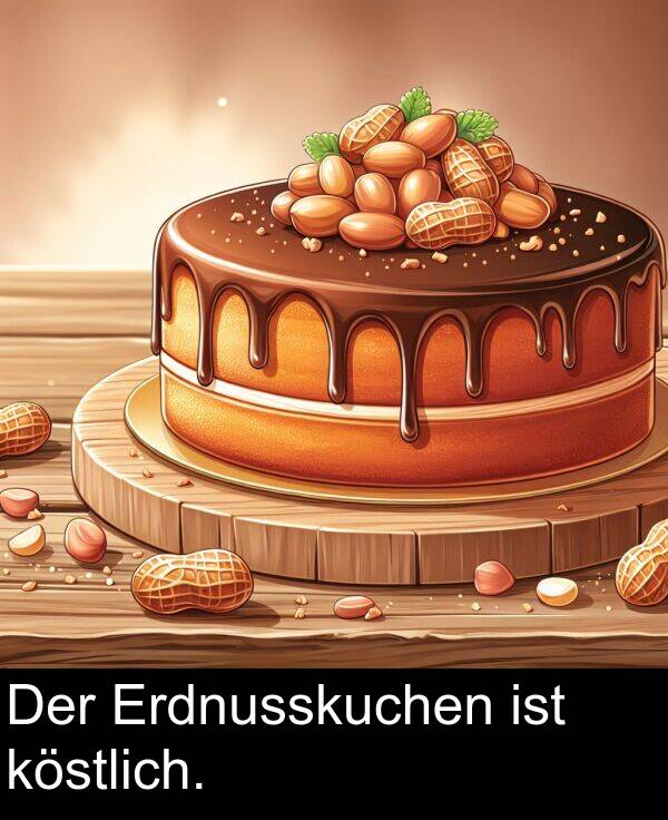 Der: Der Erdnusskuchen ist köstlich.