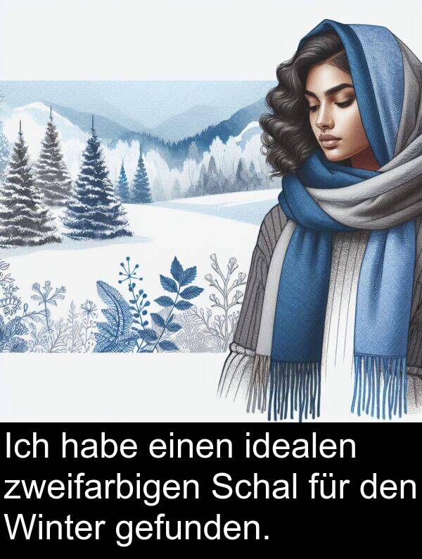 Winter: Ich habe einen idealen zweifarbigen Schal für den Winter gefunden.