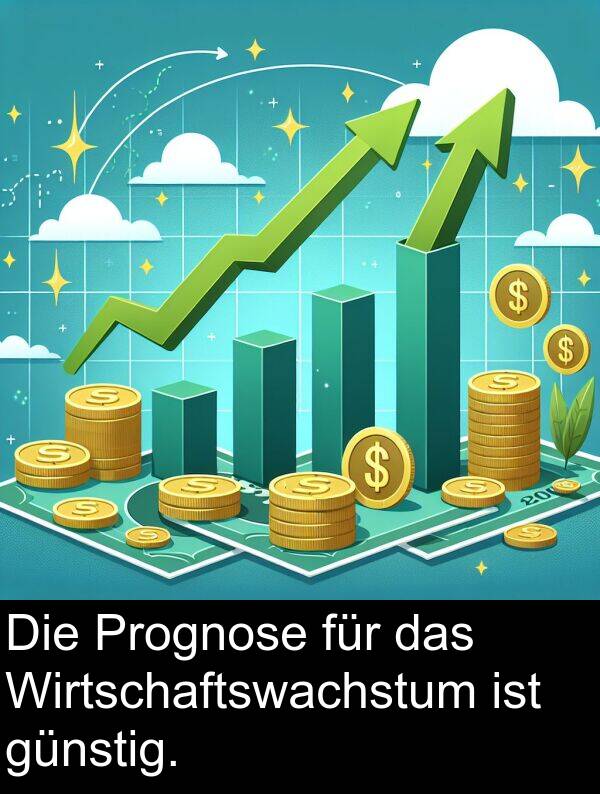für: Die Prognose für das Wirtschaftswachstum ist günstig.