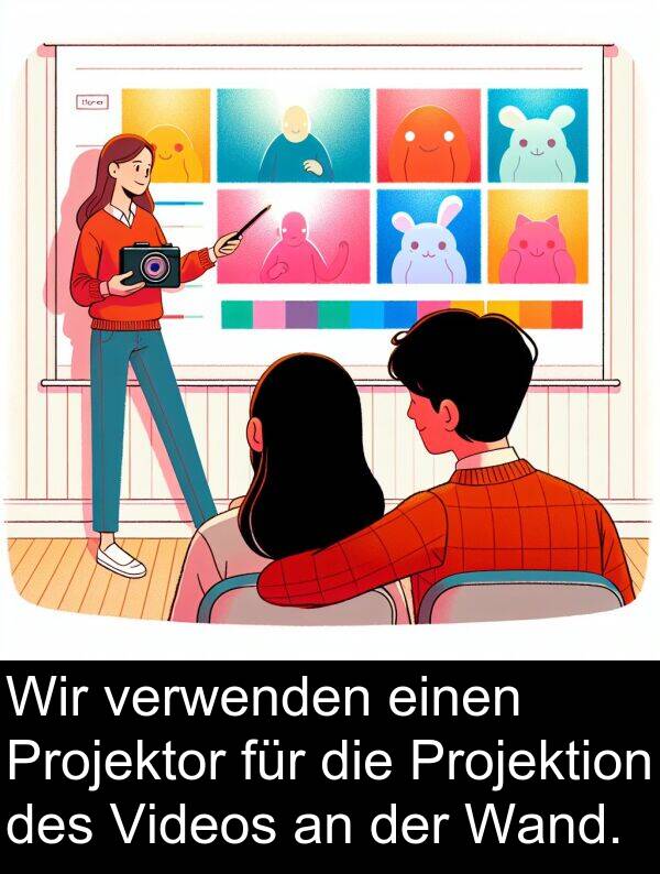 Wand: Wir verwenden einen Projektor für die Projektion des Videos an der Wand.