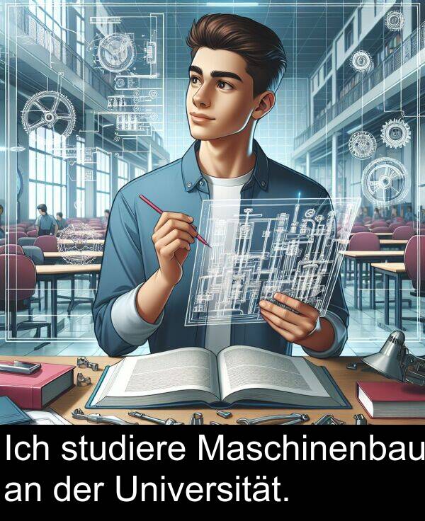 Universität: Ich studiere Maschinenbau an der Universität.