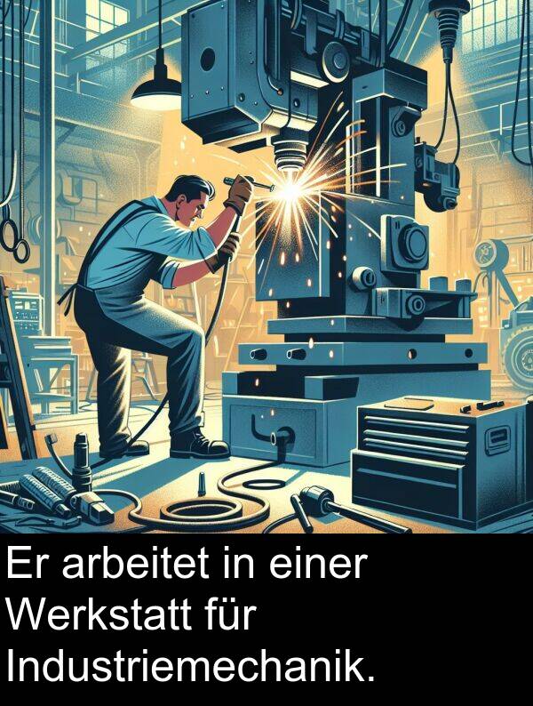 Industriemechanik: Er arbeitet in einer Werkstatt für Industriemechanik.