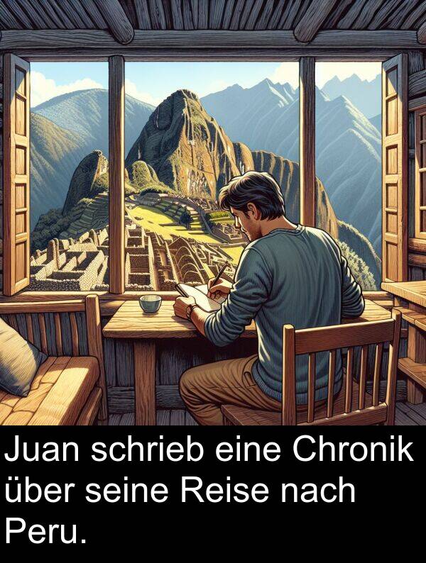 nach: Juan schrieb eine Chronik über seine Reise nach Peru.