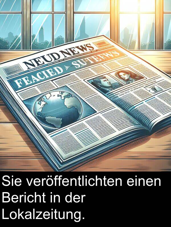 Lokalzeitung: Sie veröffentlichten einen Bericht in der Lokalzeitung.