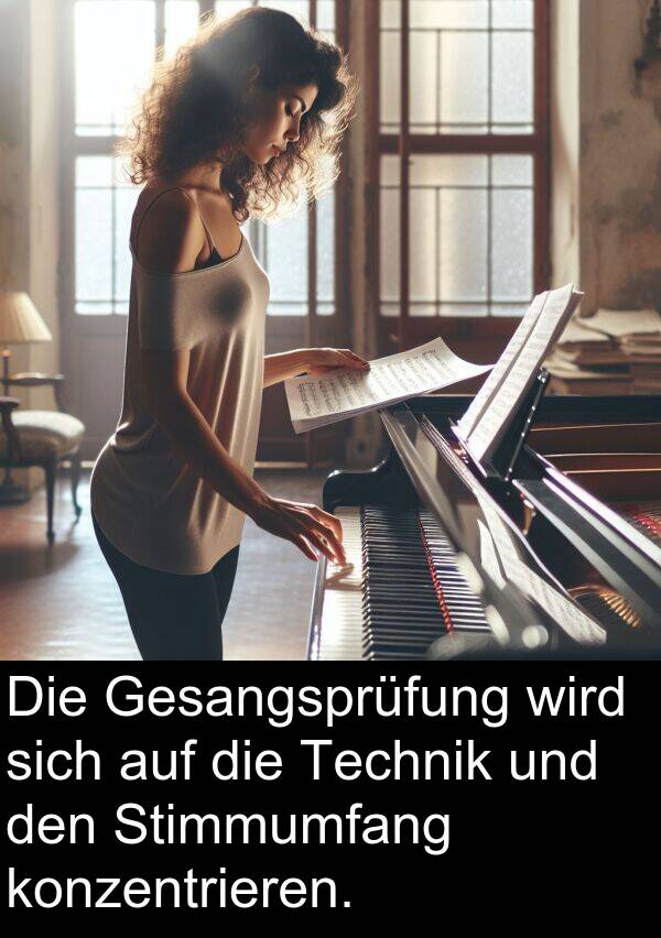 Stimmumfang: Die Gesangsprüfung wird sich auf die Technik und den Stimmumfang konzentrieren.