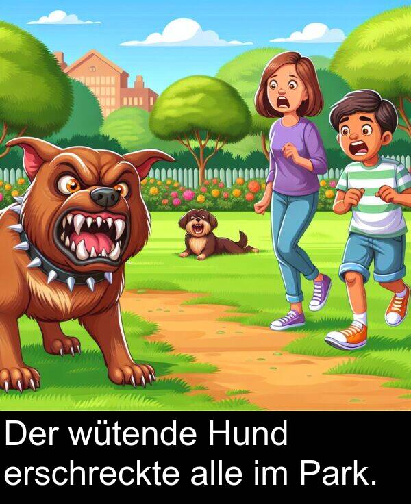 wütende: Der wütende Hund erschreckte alle im Park.