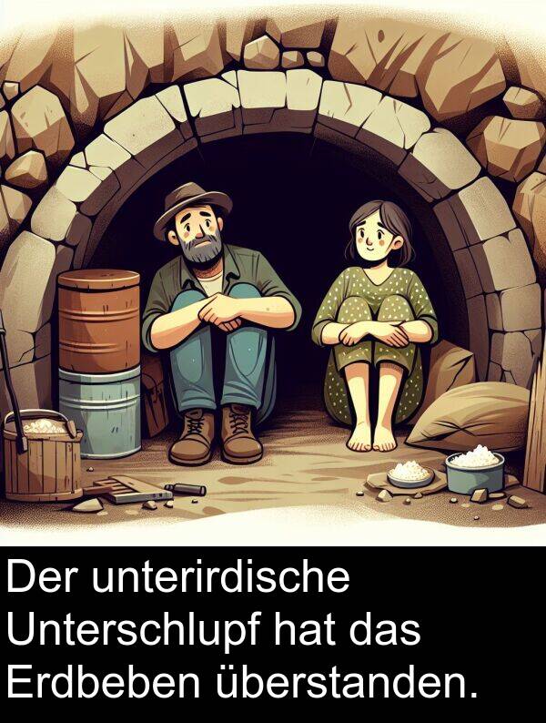 Unterschlupf: Der unterirdische Unterschlupf hat das Erdbeben überstanden.