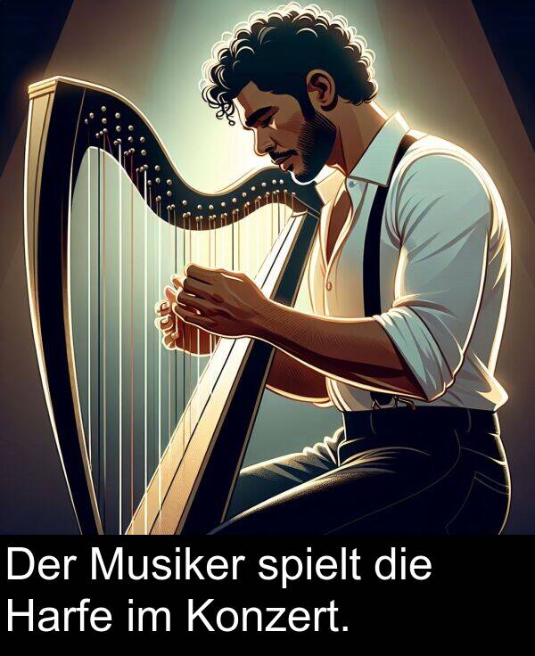 Konzert: Der Musiker spielt die Harfe im Konzert.