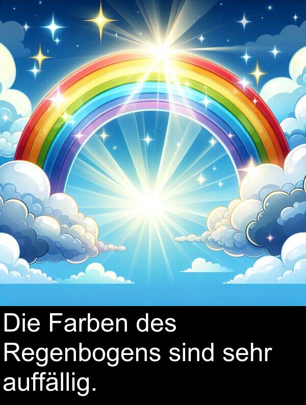 Farben: Die Farben des Regenbogens sind sehr auffällig.
