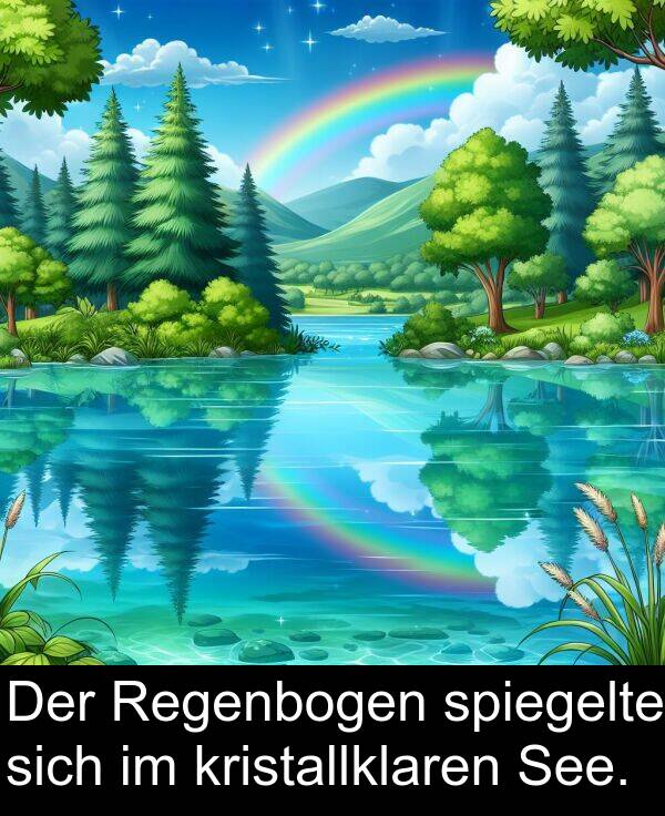 sich: Der Regenbogen spiegelte sich im kristallklaren See.