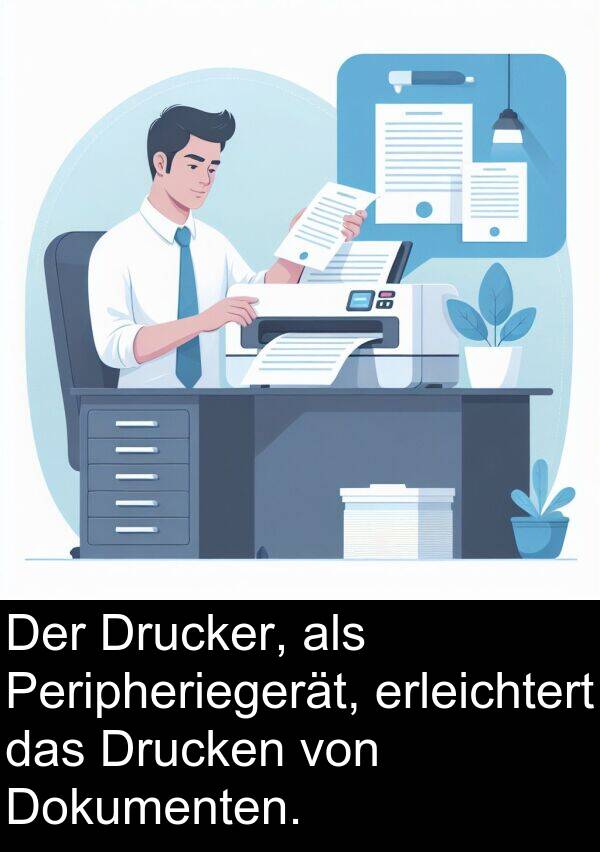 Drucken: Der Drucker, als Peripheriegerät, erleichtert das Drucken von Dokumenten.