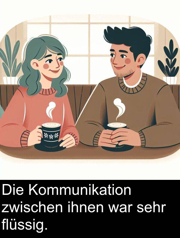 flüssig: Die Kommunikation zwischen ihnen war sehr flüssig.