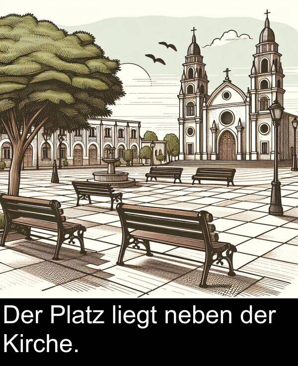 Der: Der Platz liegt neben der Kirche.