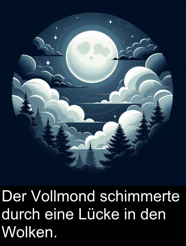 Wolken: Der Vollmond schimmerte durch eine Lücke in den Wolken.