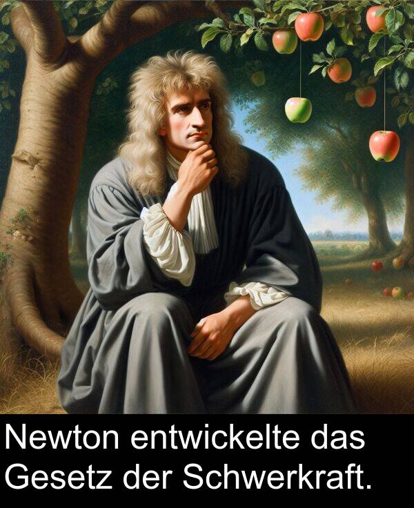 Gesetz: Newton entwickelte das Gesetz der Schwerkraft.