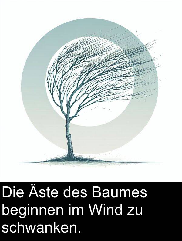 Wind: Die Äste des Baumes beginnen im Wind zu schwanken.