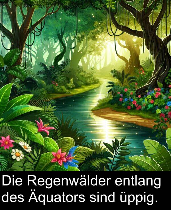Äquators: Die Regenwälder entlang des Äquators sind üppig.