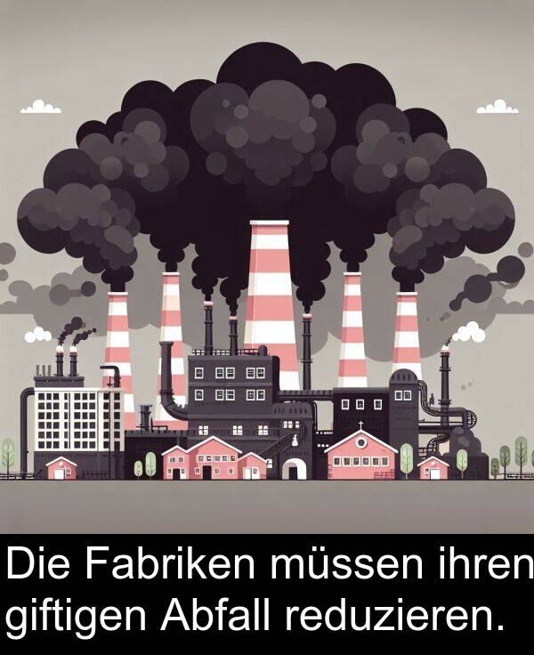 Fabriken: Die Fabriken müssen ihren giftigen Abfall reduzieren.