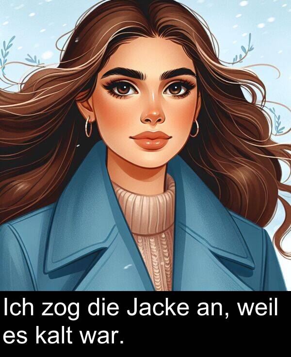 war: Ich zog die Jacke an, weil es kalt war.