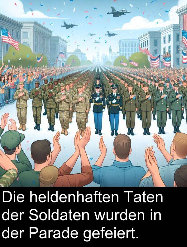 Parade: Die heldenhaften Taten der Soldaten wurden in der Parade gefeiert.