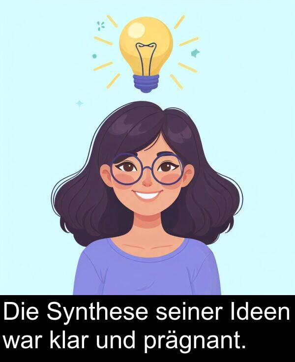 Ideen: Die Synthese seiner Ideen war klar und prägnant.