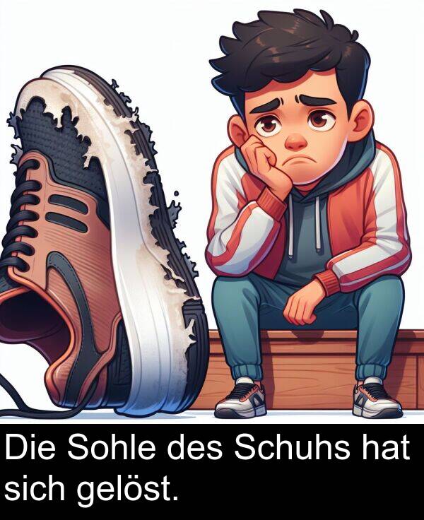 Die: Die Sohle des Schuhs hat sich gelöst.