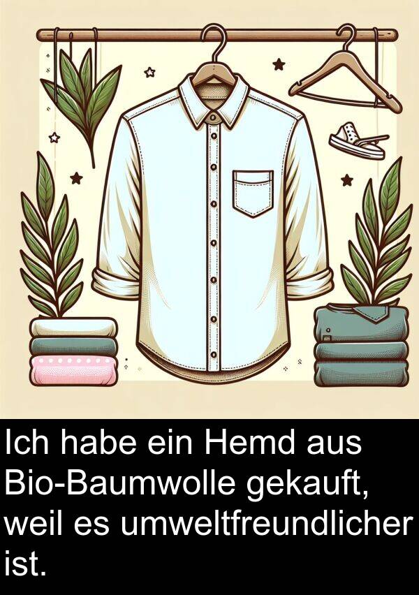 weil: Ich habe ein Hemd aus Bio-Baumwolle gekauft, weil es umweltfreundlicher ist.