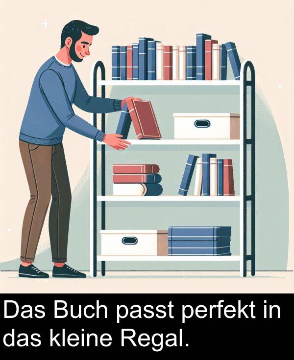 Das: Das Buch passt perfekt in das kleine Regal.