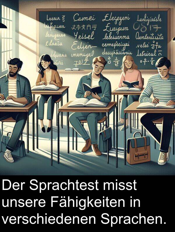 Fähigkeiten: Der Sprachtest misst unsere Fähigkeiten in verschiedenen Sprachen.