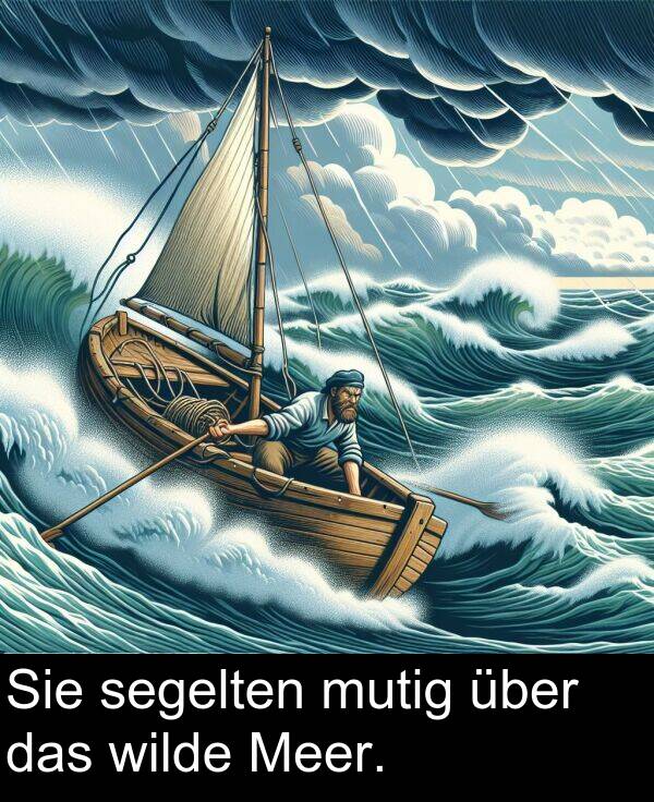 das: Sie segelten mutig über das wilde Meer.