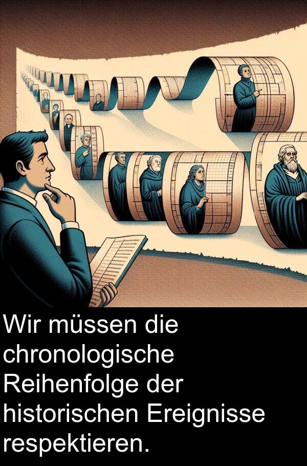 respektieren: Wir müssen die chronologische Reihenfolge der historischen Ereignisse respektieren.