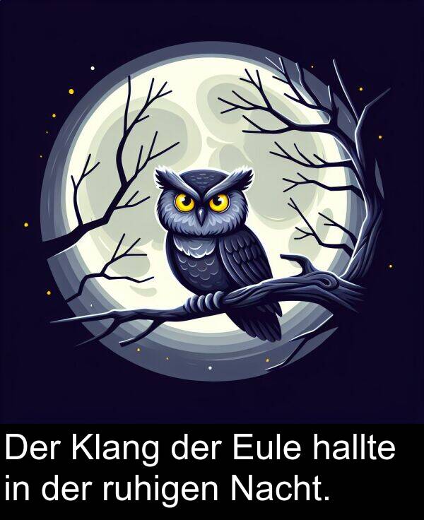 ruhigen: Der Klang der Eule hallte in der ruhigen Nacht.