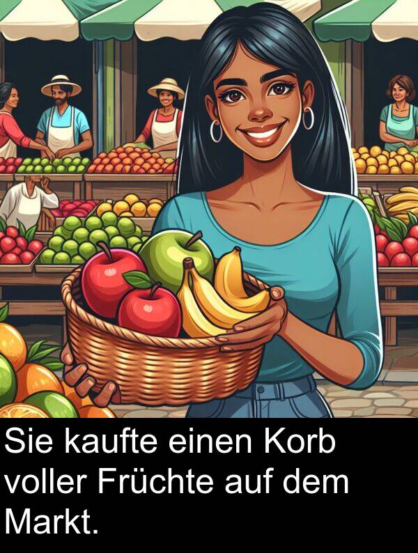 dem: Sie kaufte einen Korb voller Früchte auf dem Markt.