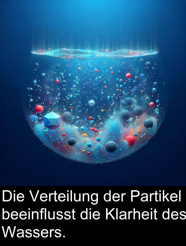 Partikel: Die Verteilung der Partikel beeinflusst die Klarheit des Wassers.