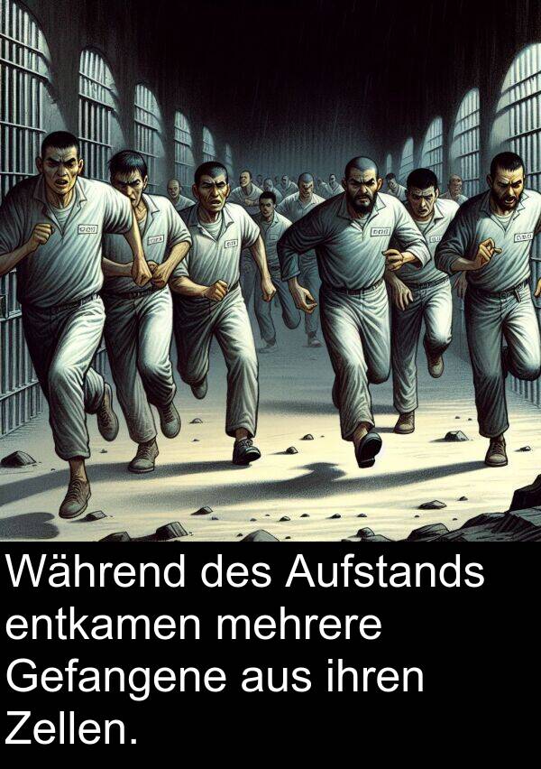 Während: Während des Aufstands entkamen mehrere Gefangene aus ihren Zellen.