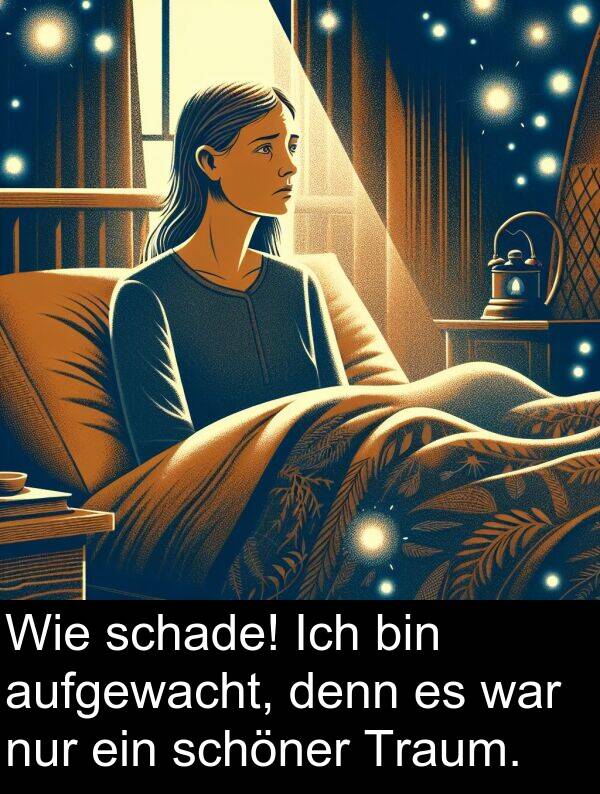 denn: Wie schade! Ich bin aufgewacht, denn es war nur ein schöner Traum.