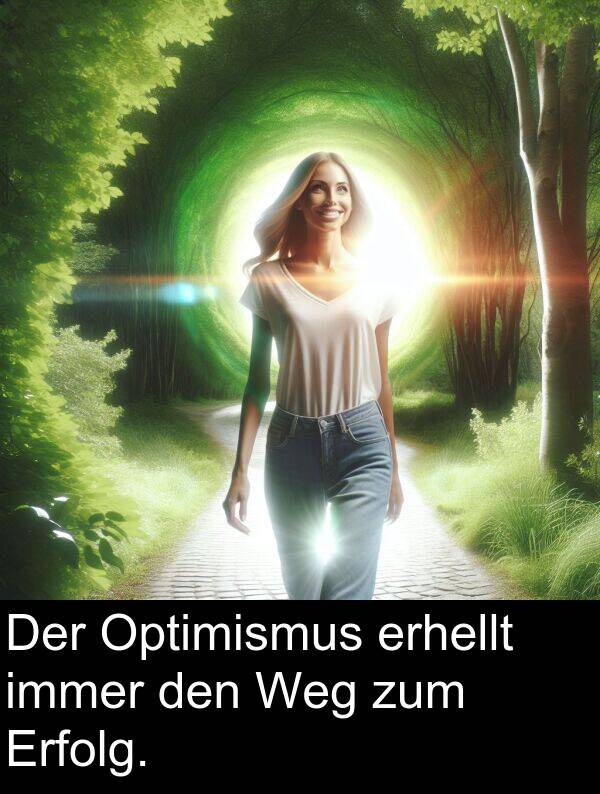 zum: Der Optimismus erhellt immer den Weg zum Erfolg.