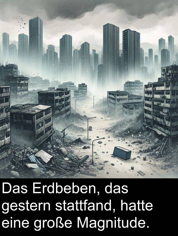 gestern: Das Erdbeben, das gestern stattfand, hatte eine große Magnitude.