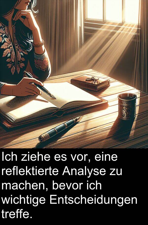 Entscheidungen: Ich ziehe es vor, eine reflektierte Analyse zu machen, bevor ich wichtige Entscheidungen treffe.