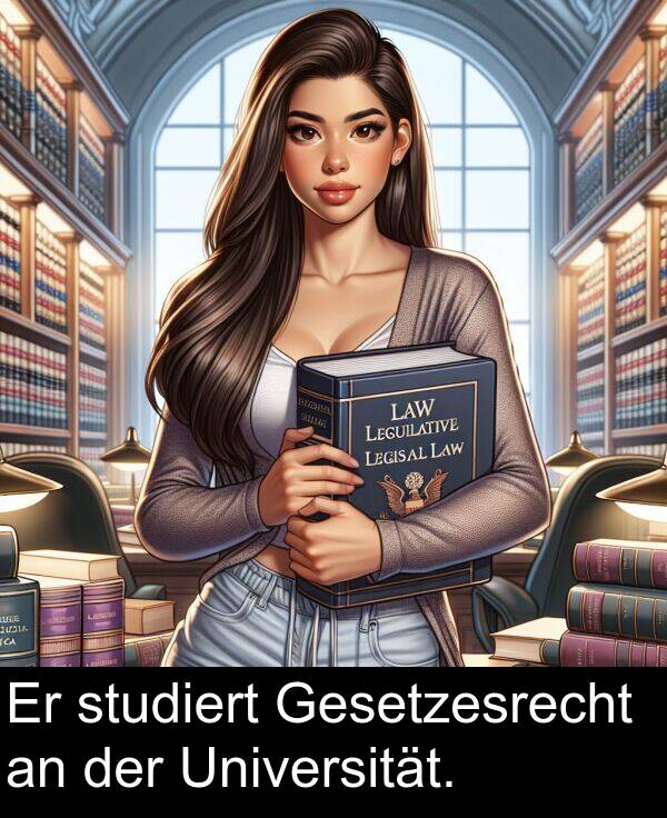 Gesetzesrecht: Er studiert Gesetzesrecht an der Universität.