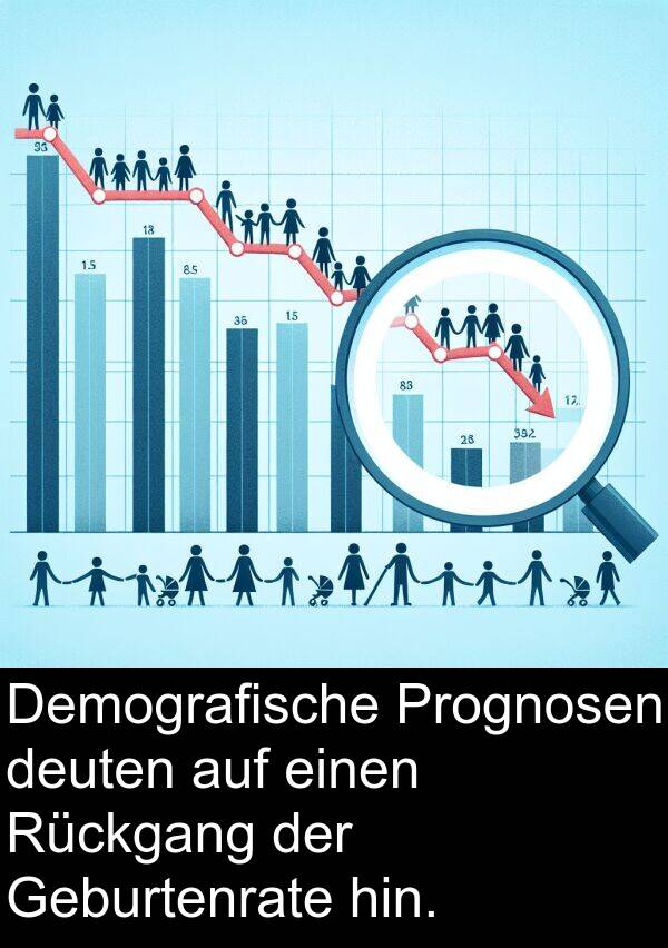 deuten: Demografische Prognosen deuten auf einen Rückgang der Geburtenrate hin.