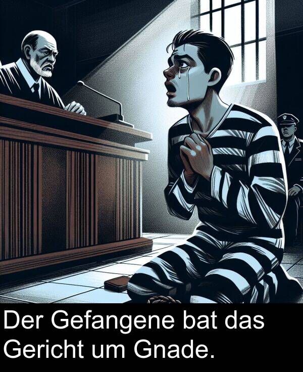 das: Der Gefangene bat das Gericht um Gnade.